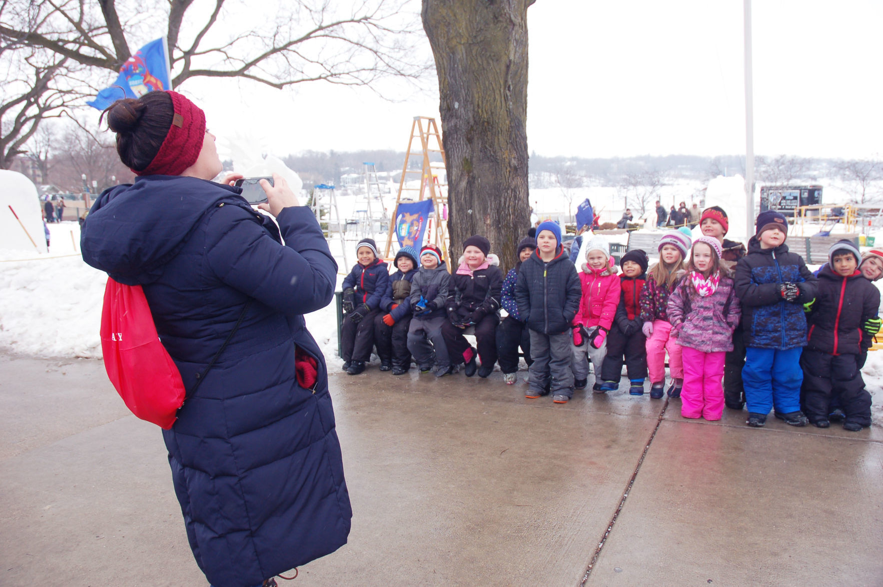 Central-Denison students with teacher at Winterfest